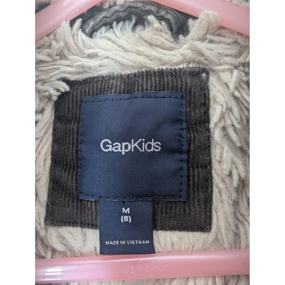 GapKids 1969 Corduroy Sherpa Lined Trucker Jacket‎ Brown Grey Kids Medium 8